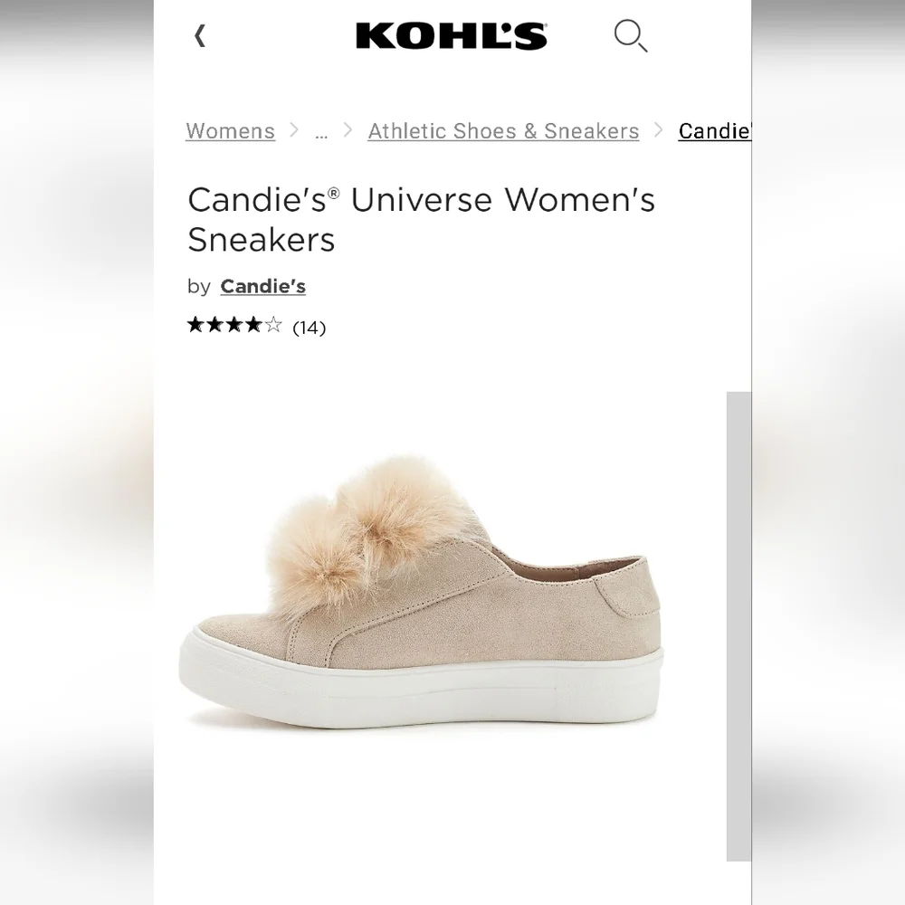๐ Candies womens puff ball neautral tan faux suede slip on sneakers size 10 - Picture 7 of 8